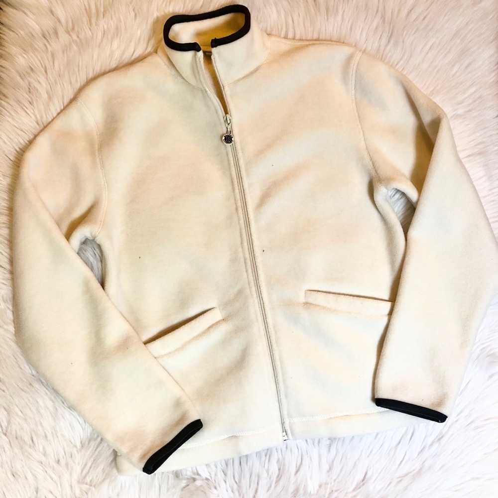 Baleno White Fleece Trimmed in Black Zip Jacket